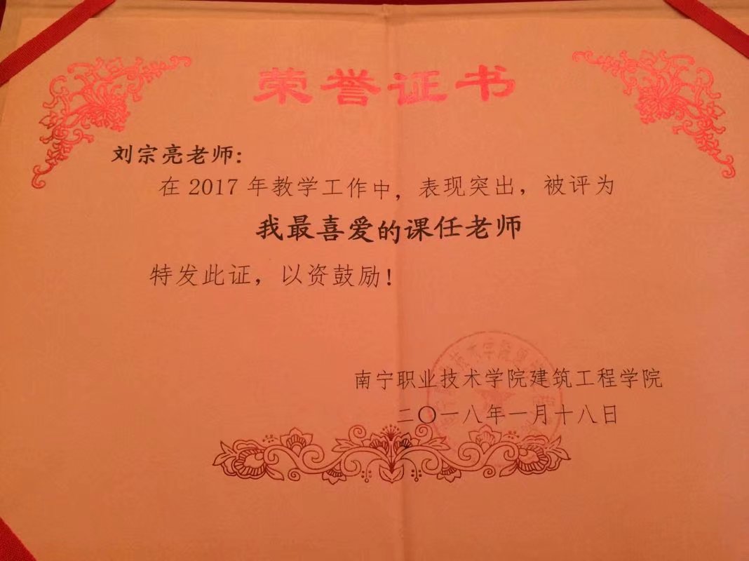 最喜爱的课任老师证书